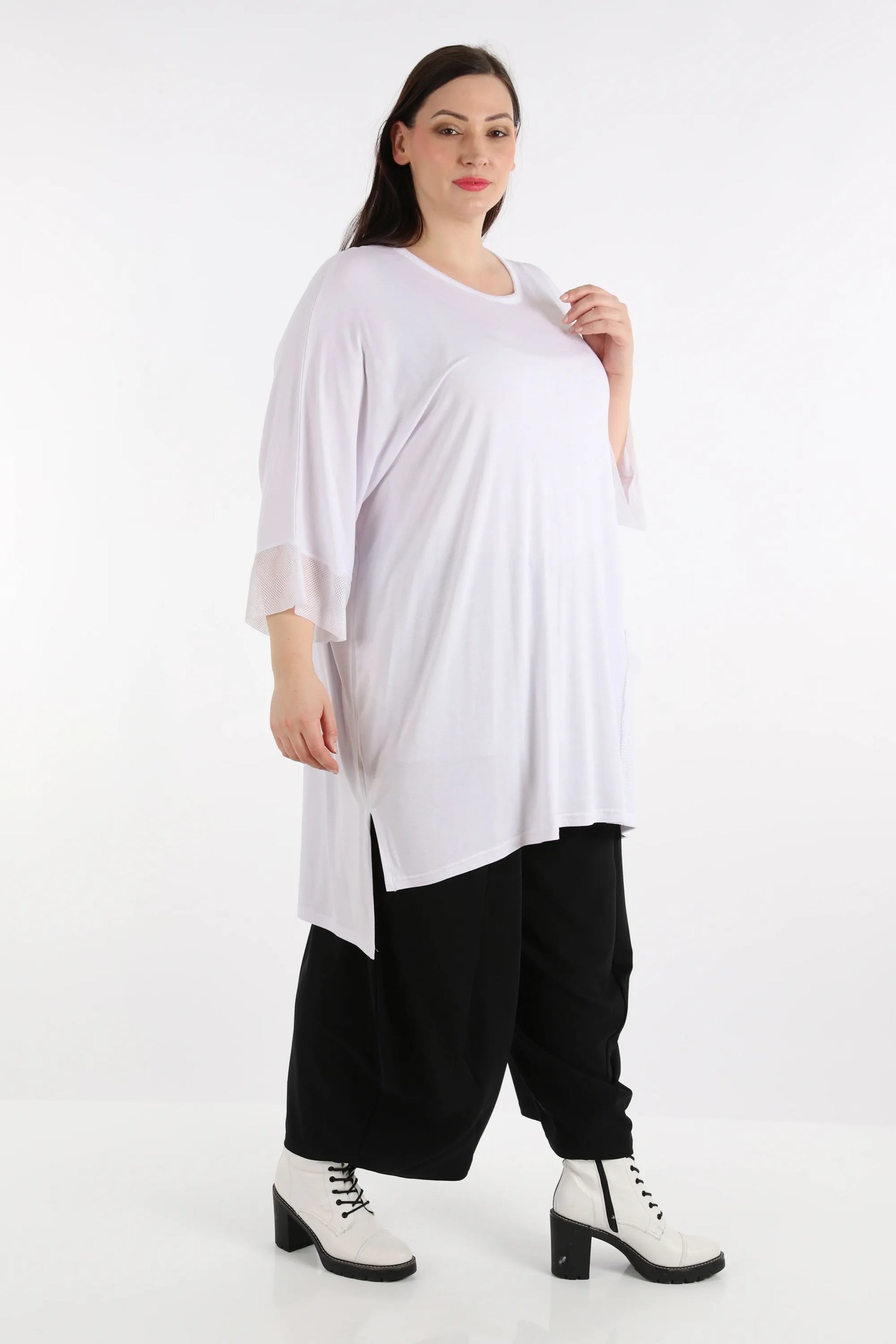  Bigshirt von AKH Fashion aus Viskose in kastiger Form, 1274.06925, Weiß, Unifarben, Schick