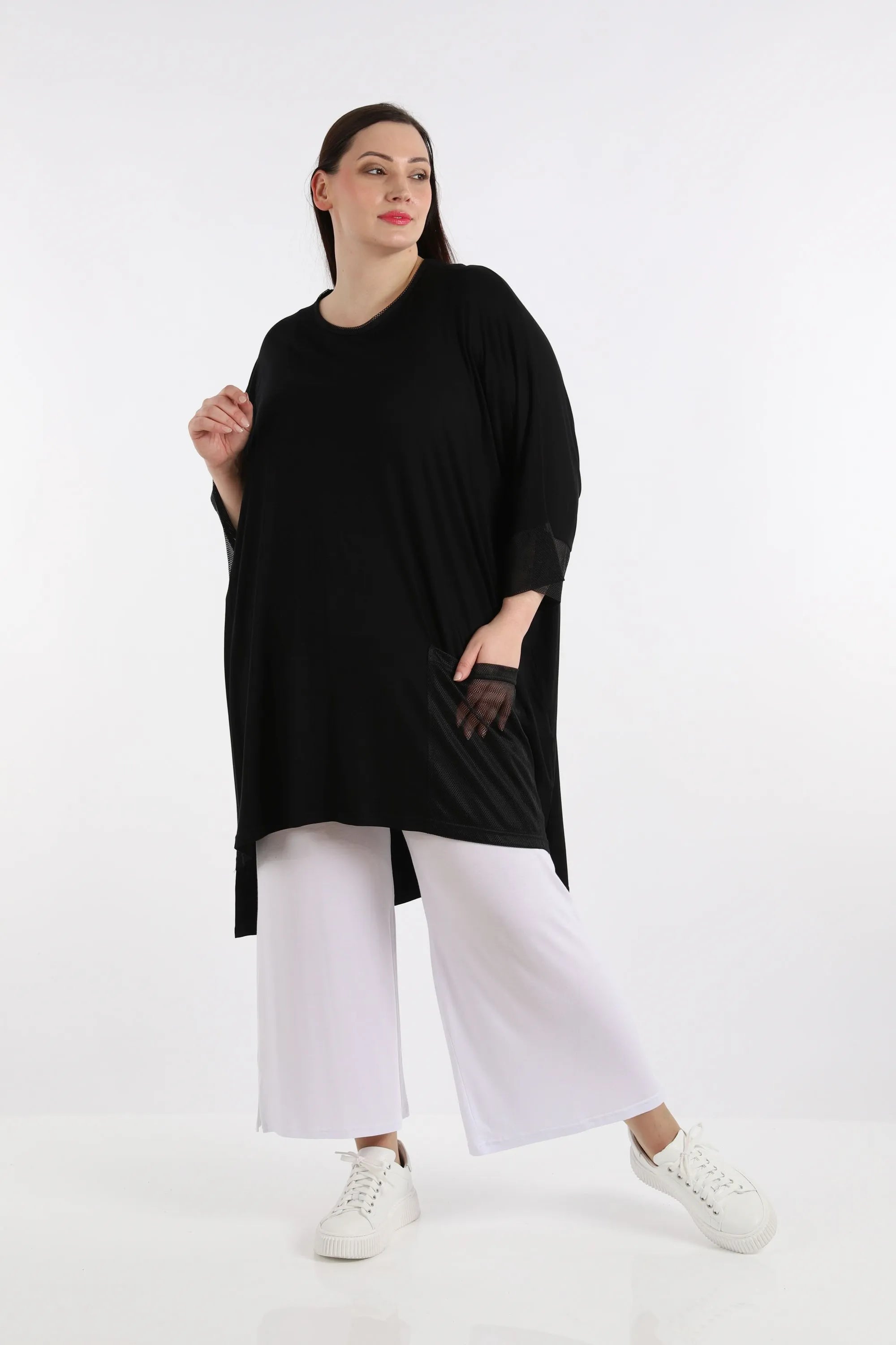  AKH Fashion Bigshirt in kastiger Form, aus Viskose, 1274.06925, Schwarz, Schick, Modern
