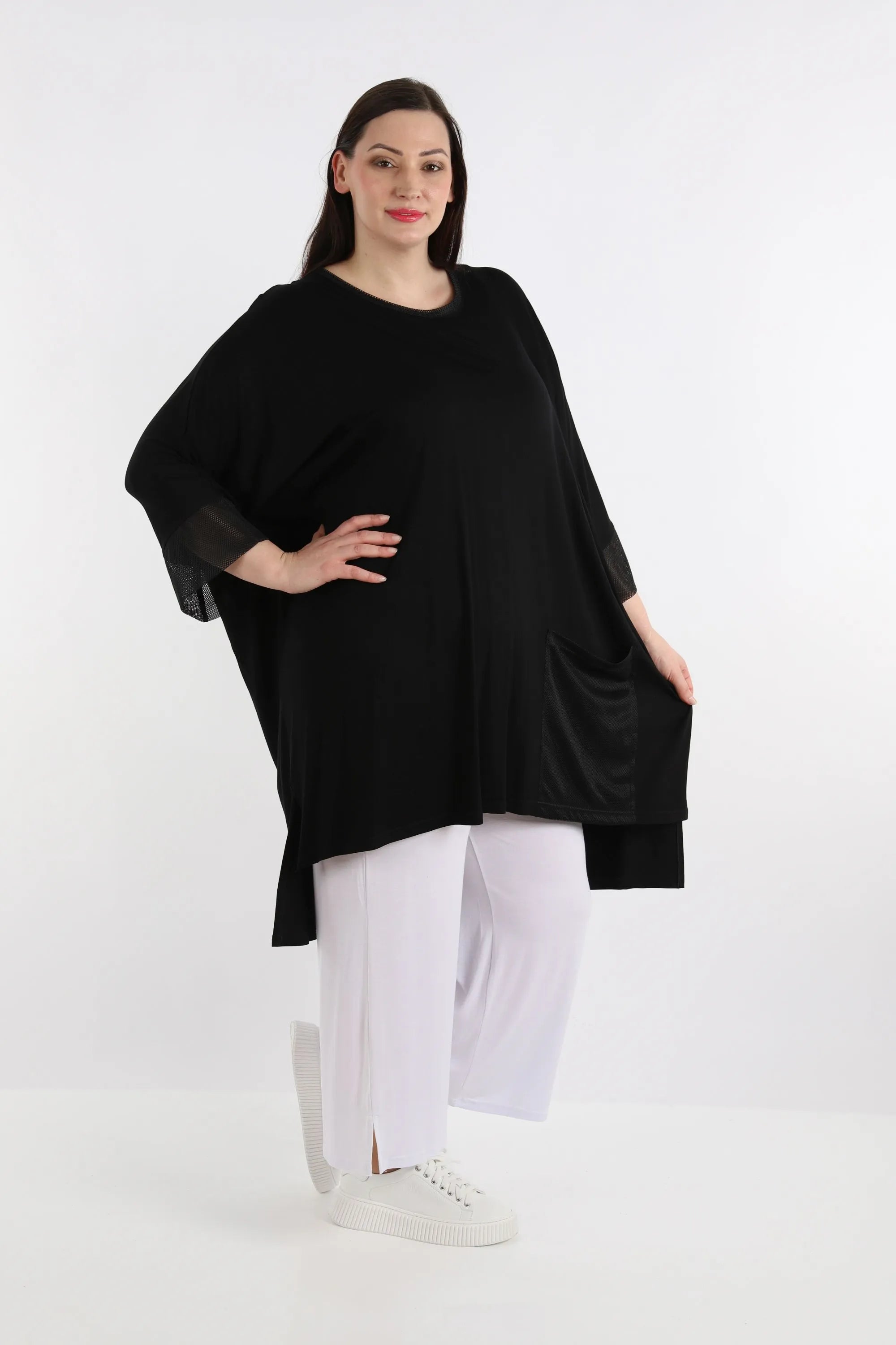  AKH Fashion Bigshirt in kastiger Form, aus Viskose, 1274.06925, Schwarz, Schick, Modern