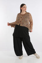  AKH Fashion Jacke in gerundeter Form, aus Viskose, 1279.00130, Cognac, Animal, Schick