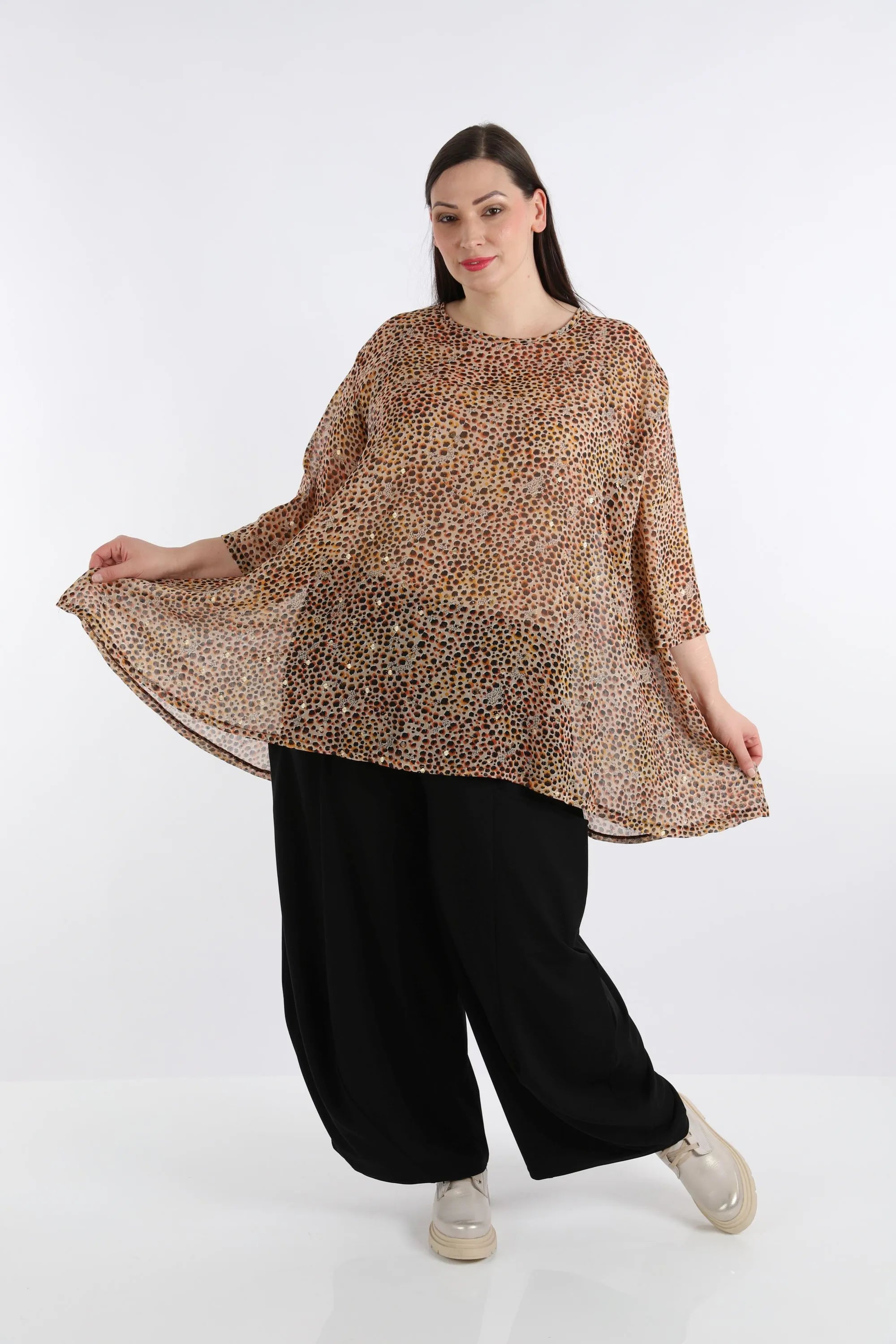  A-Form Bigshirt von AKH Fashion aus Viskose, 1279.00593, Cognac, Animal, Schick, Modern