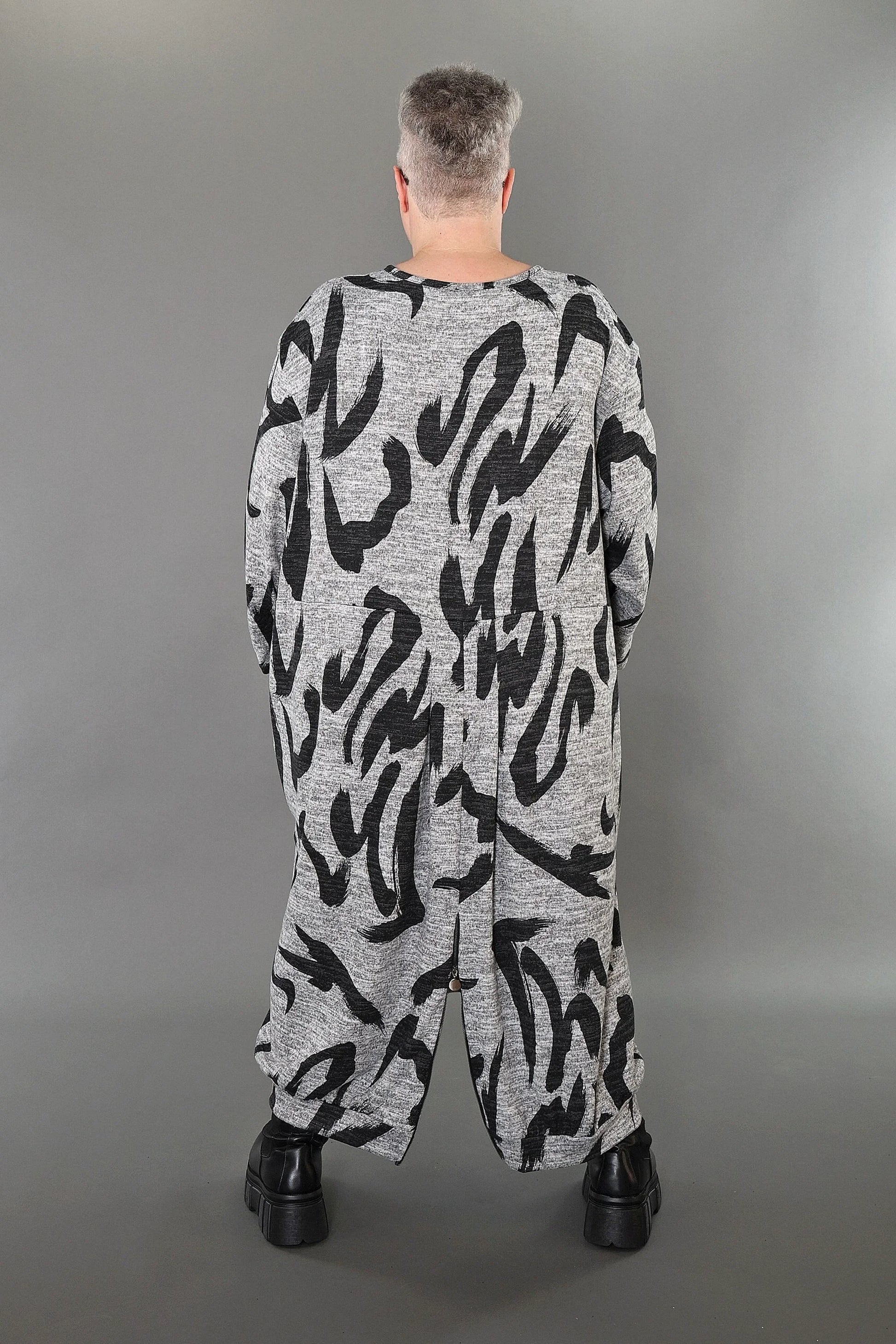  AKH Premium Kleid in gerader Form, aus Materialmix, P1006.7127, Grau/Dunkelgrau, Schick