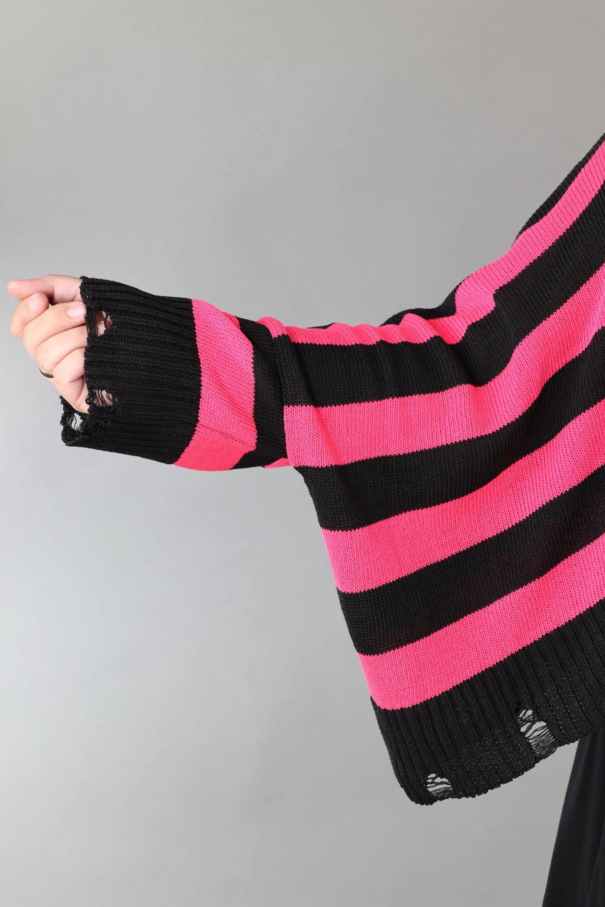  AKH Premium Überwurf in kastiger Form, aus Baumwolle, P1007.2537, Schwarz/Fuchsia, Schick