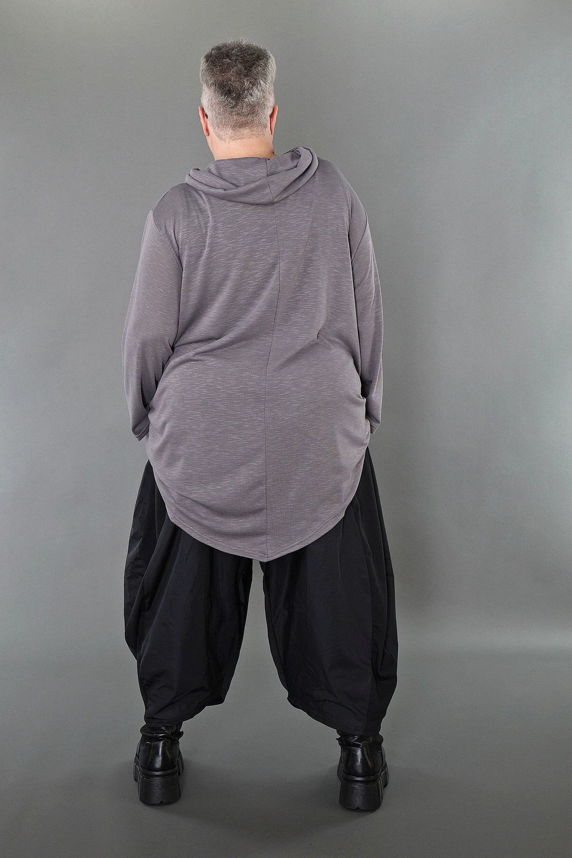  A-Form Bigshirt von AKH Premium aus Viskose, P1008.0516, Hellgrau, Ausgefallen, Zeitlos
