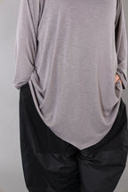  A-Form Bigshirt von AKH Premium aus Viskose, P1008.0516, Hellgrau, Ausgefallen, Zeitlos
