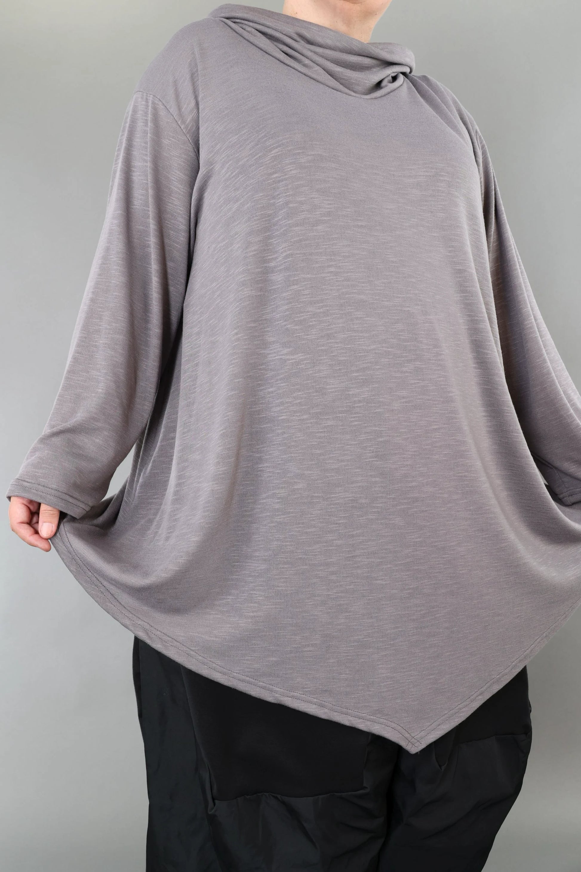  A-Form Bigshirt von AKH Premium aus Viskose, P1008.0516, Hellgrau, Ausgefallen, Zeitlos