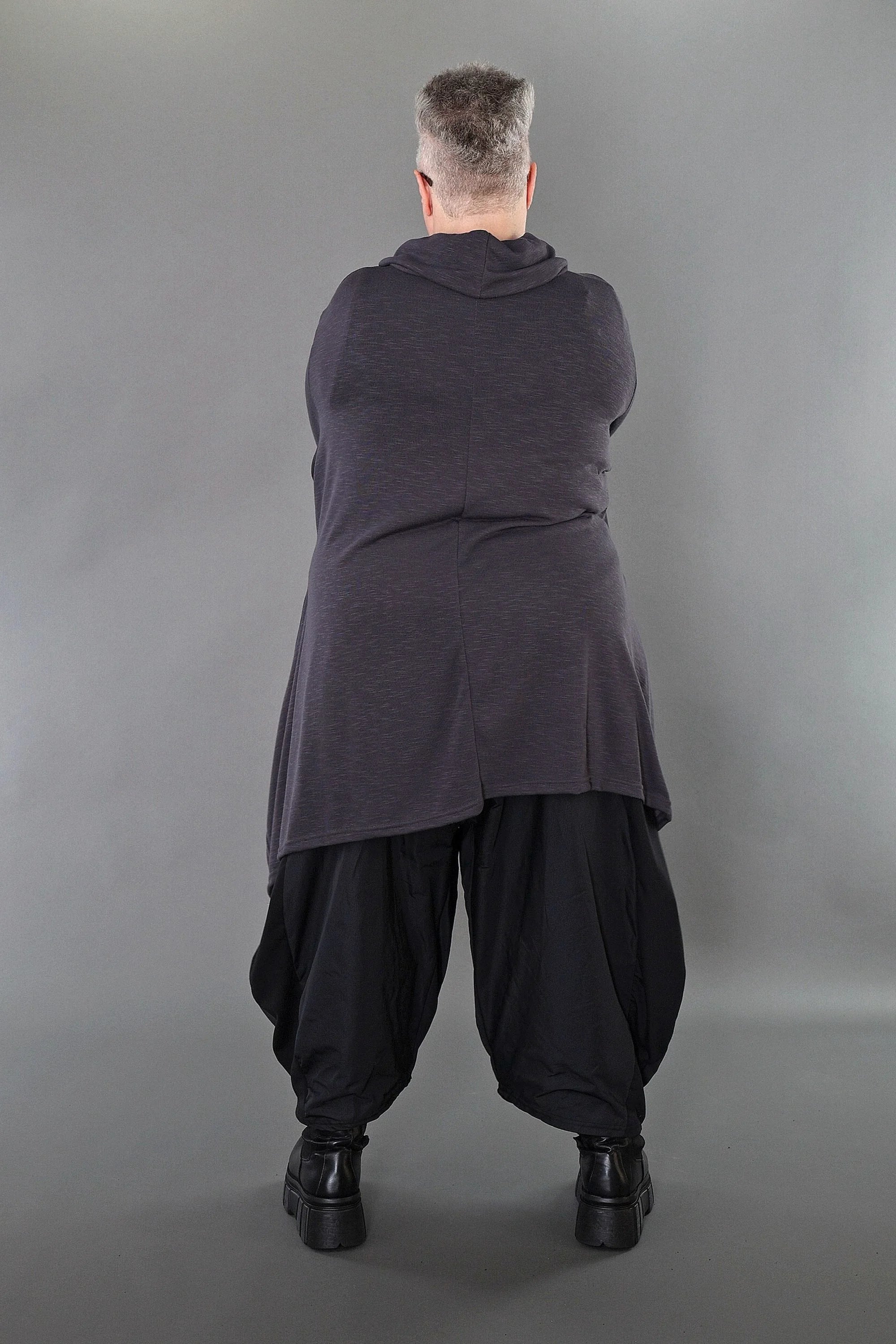  A-Form Bigshirt von AKH Premium aus Viskose, P1008.3371, Dunkelgrau, Ausgefallen, Zeitlos