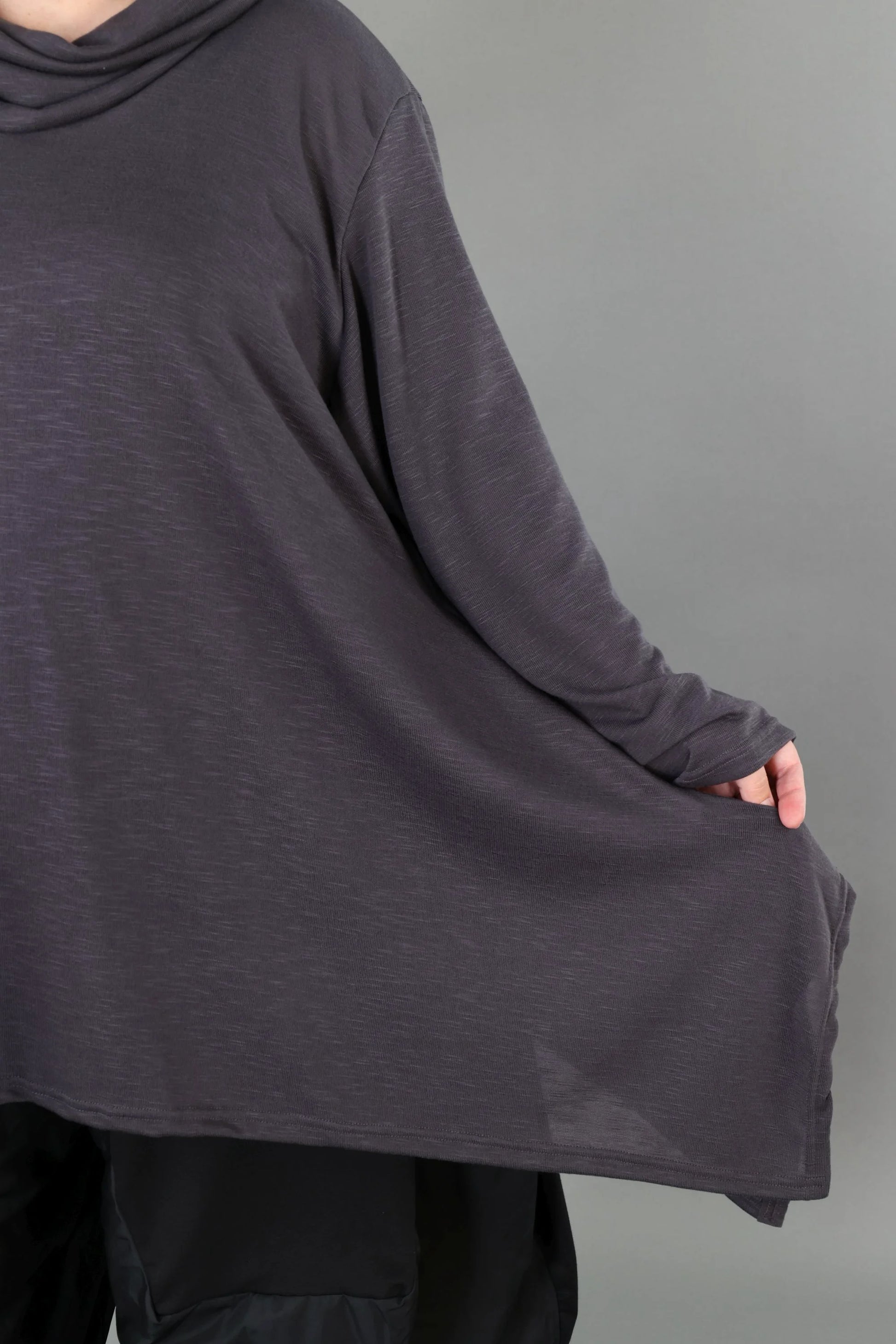  A-Form Bigshirt von AKH Premium aus Viskose, P1008.3371, Dunkelgrau, Ausgefallen, Zeitlos