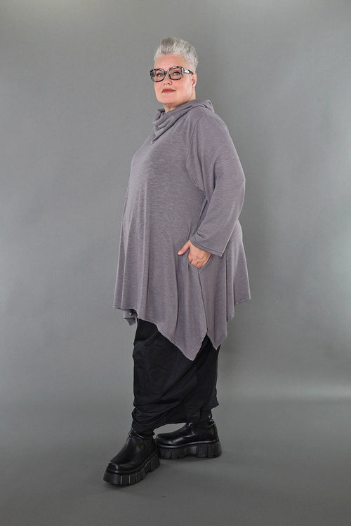  A-Form Bigshirt von AKH Premium aus Viskose, P1008.3371, Hellgrau, Ausgefallen, Zeitlos