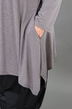A-Form Bigshirt von AKH Premium aus Viskose, P1008.3371, Hellgrau, Ausgefallen, Zeitlos
