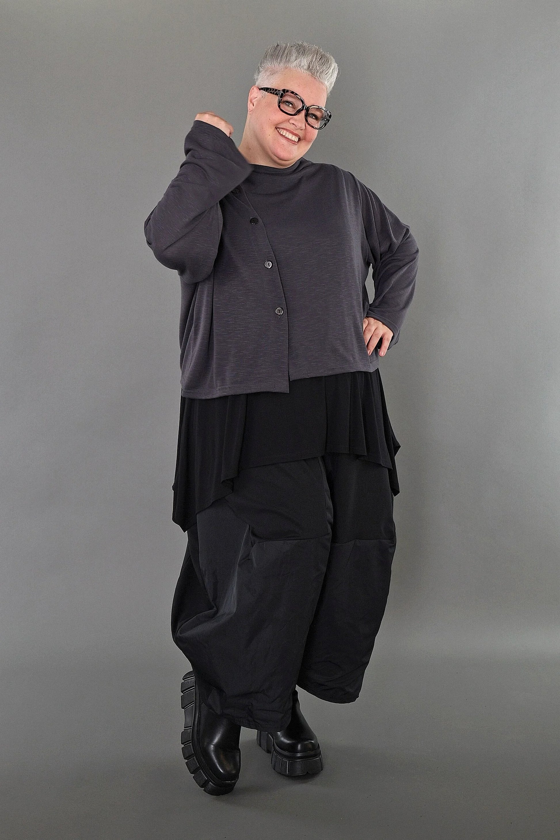  AKH Premium Jacke in gerader Form, aus Viskose, P1008.7006, Dunkelgrau, Ausgefallen
