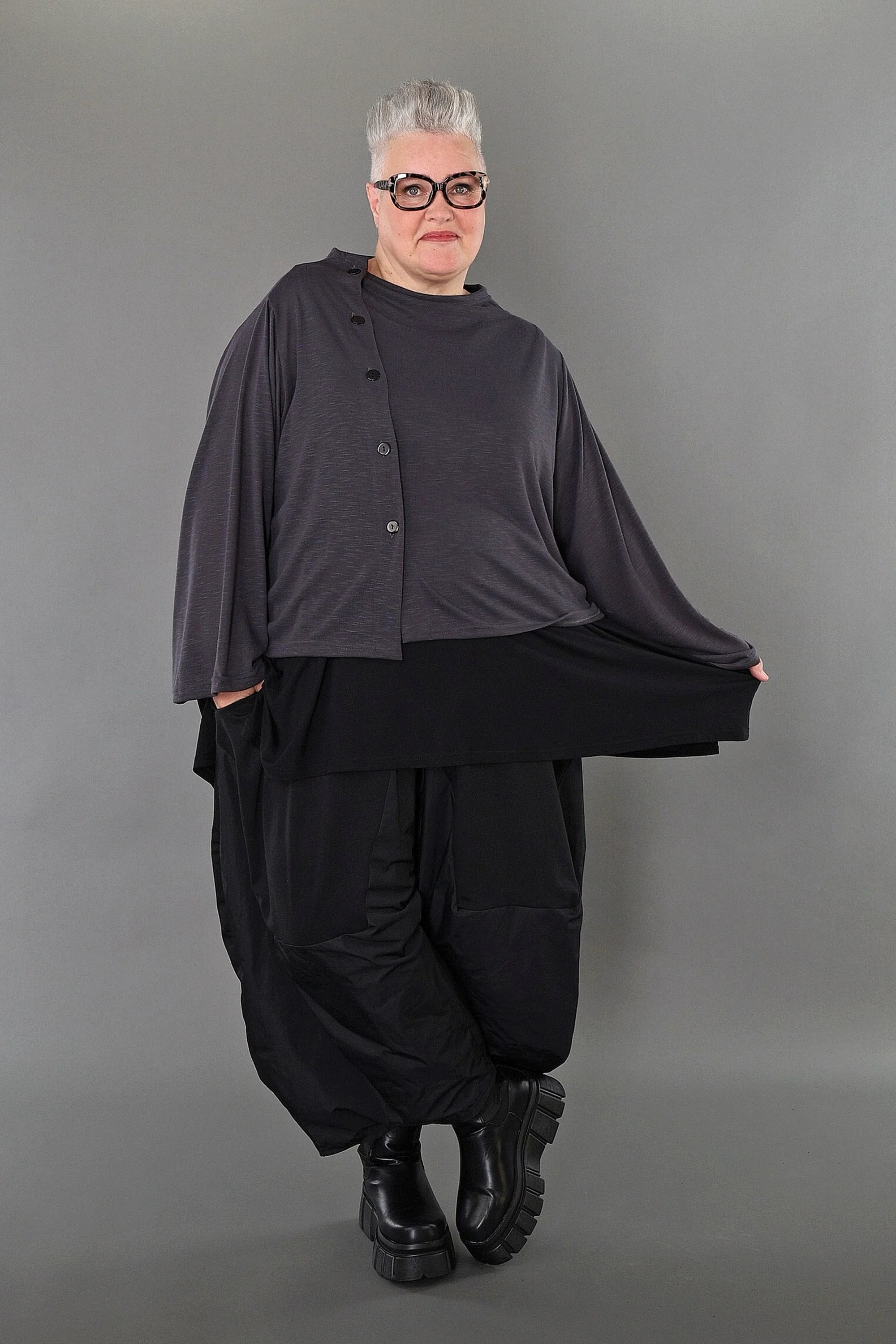  AKH Premium Jacke in gerader Form, aus Viskose, P1008.7006, Dunkelgrau, Ausgefallen