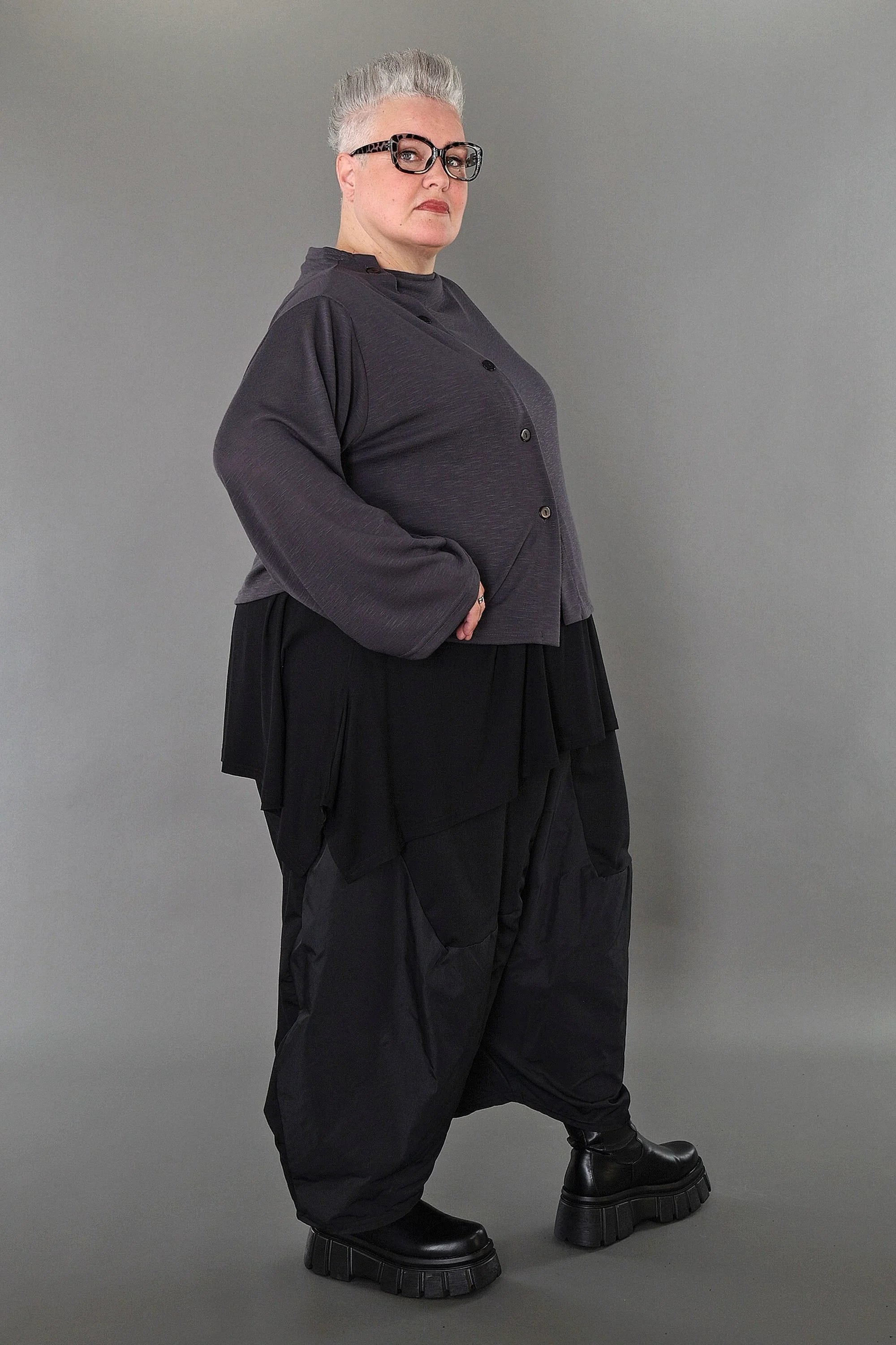  AKH Premium Jacke in gerader Form, aus Viskose, P1008.7006, Dunkelgrau, Ausgefallen