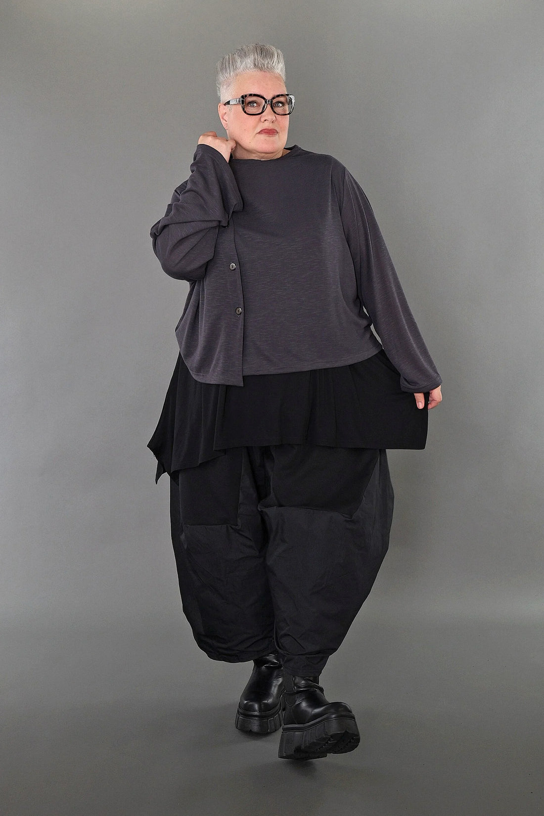  AKH Premium Jacke in gerader Form, aus Viskose, P1008.7006, Dunkelgrau, Ausgefallen
