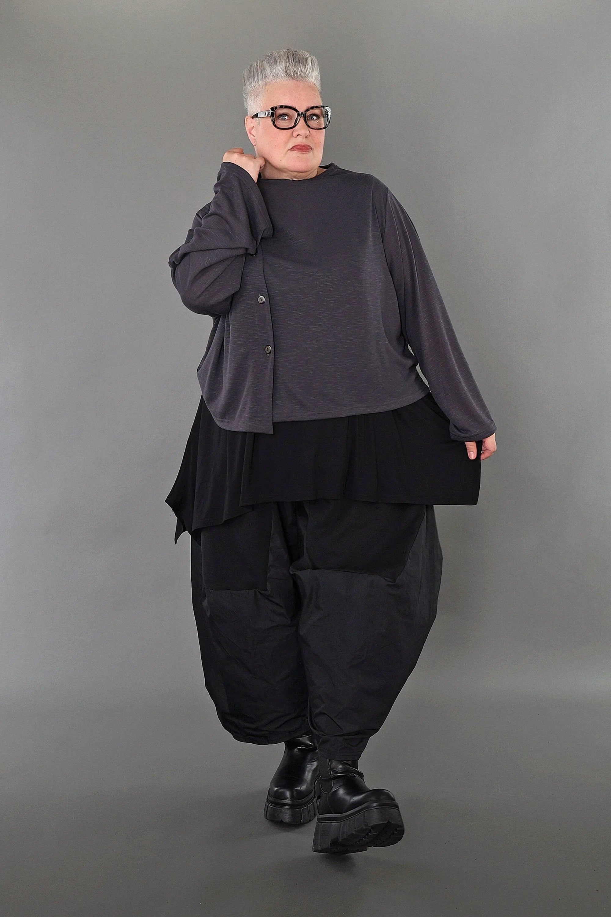  AKH Premium Jacke in gerader Form, aus Viskose, P1008.7006, Dunkelgrau, Ausgefallen