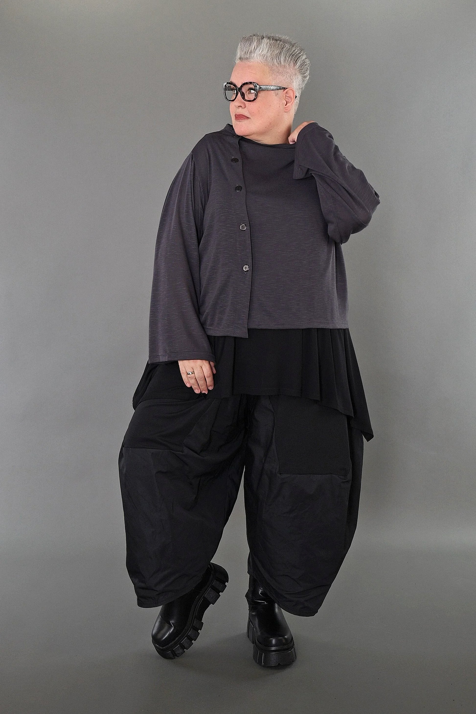  AKH Premium Jacke in gerader Form, aus Viskose, P1008.7006, Dunkelgrau, Ausgefallen