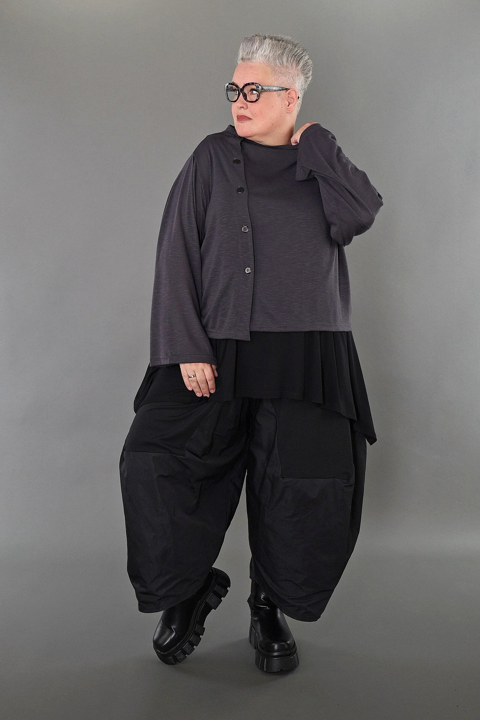  AKH Premium Jacke in gerader Form, aus Viskose, P1008.7006, Dunkelgrau, Ausgefallen