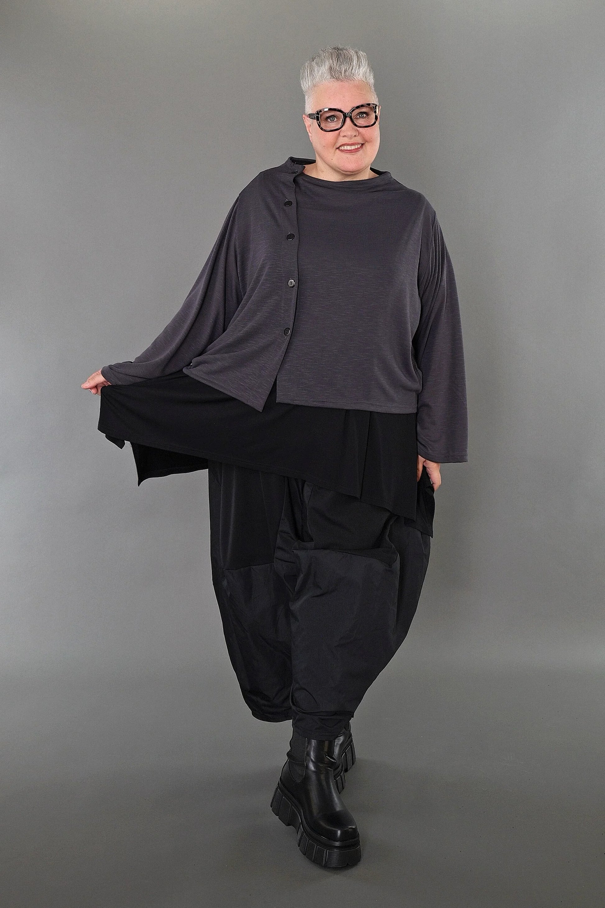  AKH Premium Jacke in gerader Form, aus Viskose, P1008.7006, Dunkelgrau, Ausgefallen