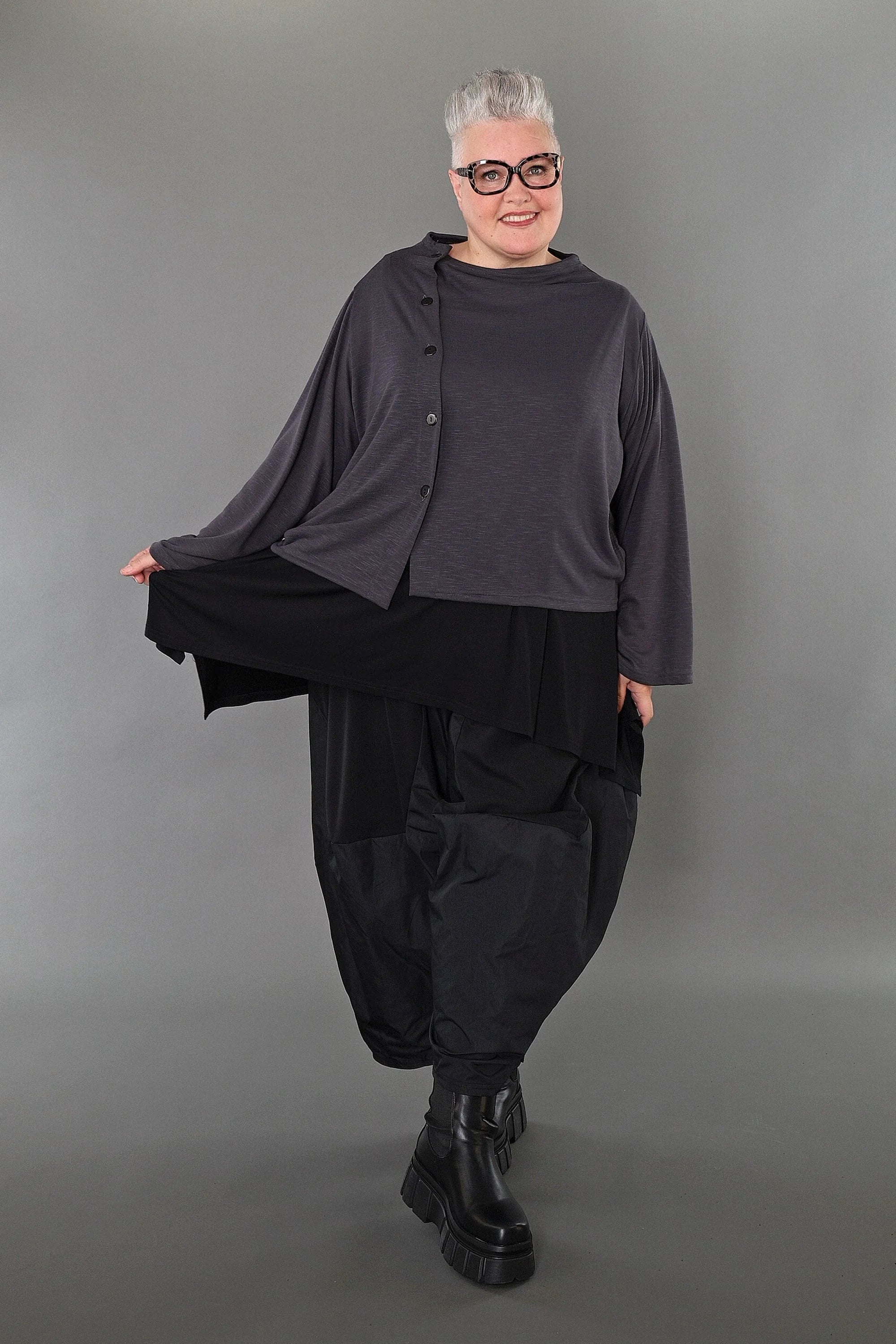 AKH Premium Jacke in gerader Form, aus Viskose, P1008.7006, Dunkelgrau, Ausgefallen