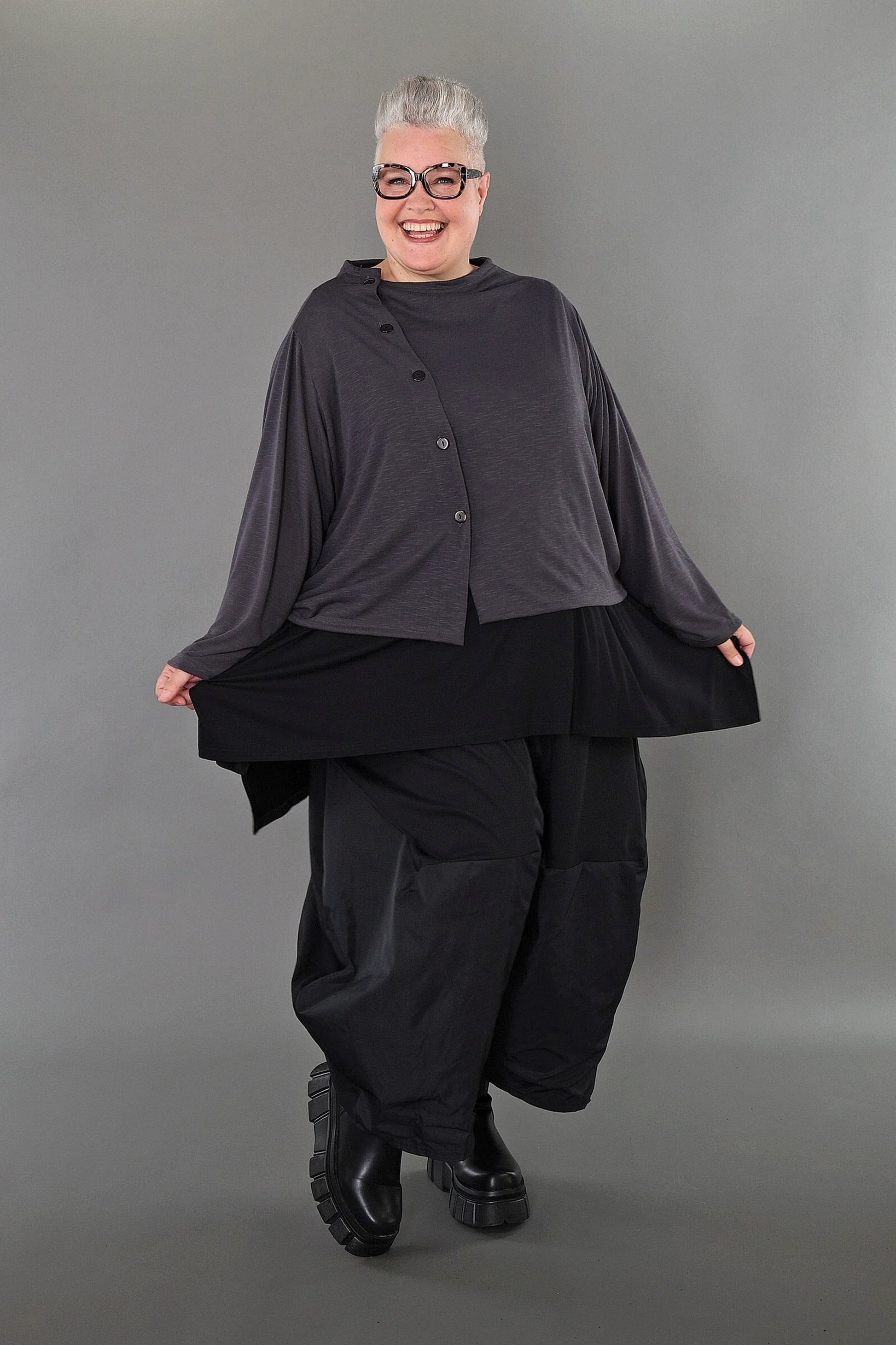  AKH Premium Jacke in gerader Form, aus Viskose, P1008.7006, Dunkelgrau, Ausgefallen