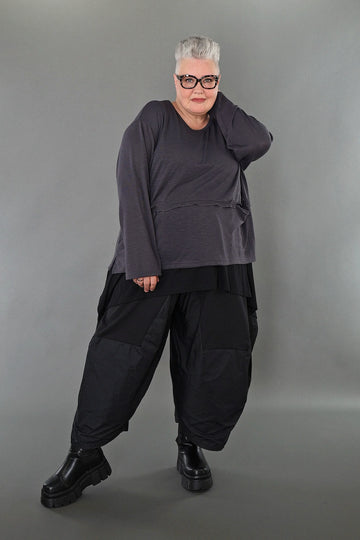  AKH Premium Bigshirt in gerader Form, aus Viskose, P1008.7130, Dunkelgrau, Ausgefallen