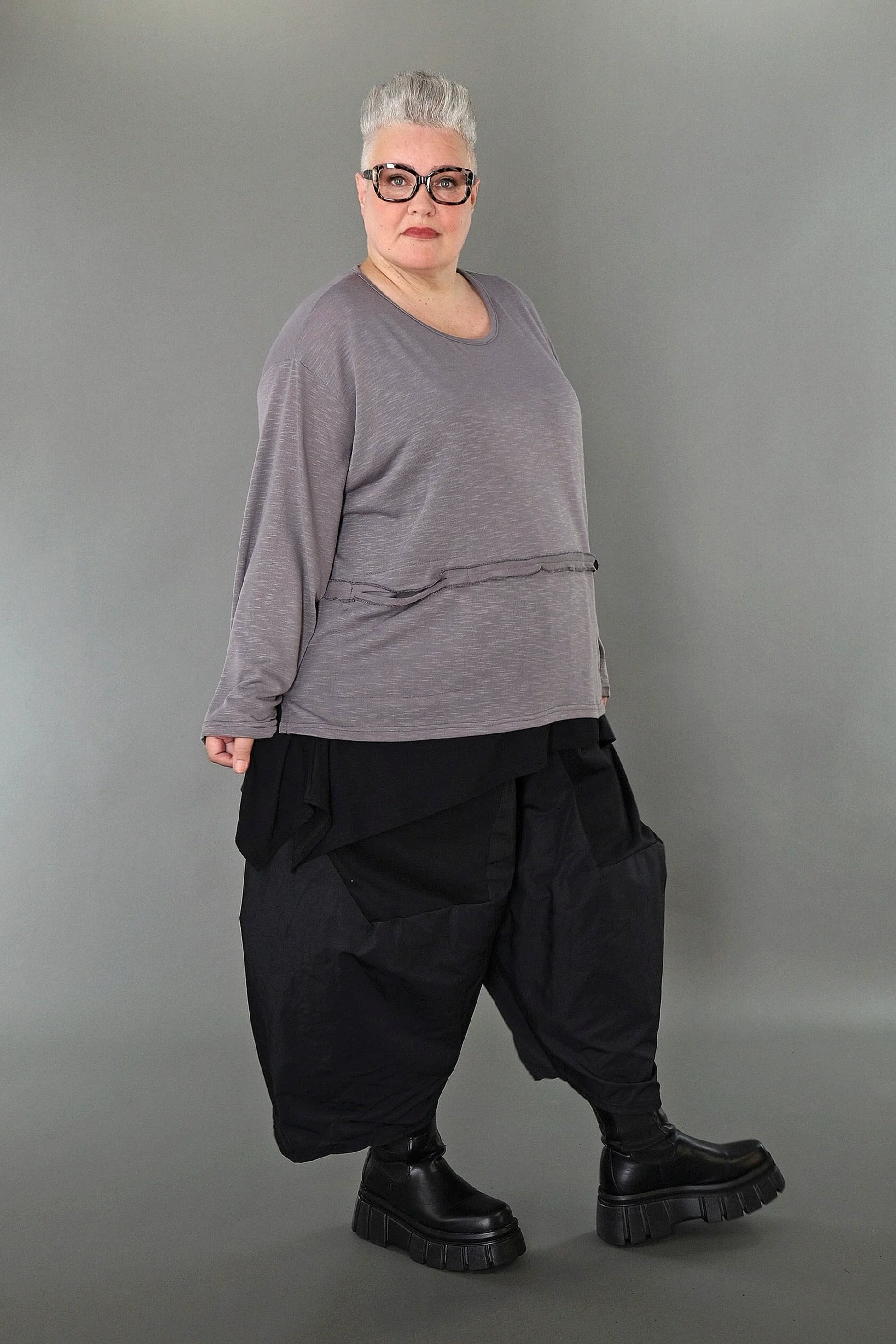  AKH Premium Bigshirt in gerader Form, aus Viskose, P1008.7130, Hellgrau, Ausgefallen, Zeitlos