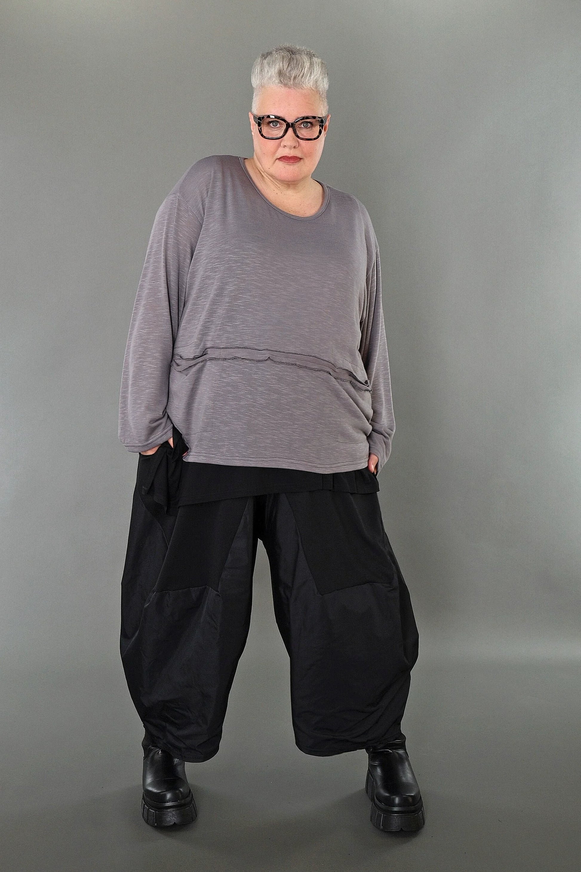  AKH Premium Bigshirt in gerader Form, aus Viskose, P1008.7130, Hellgrau, Ausgefallen, Zeitlos