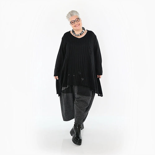 A-Form Bigshirt von AKH Premium aus Baumwolle, P1009.2542, Schwarz, Ausgefallen, Zeitlos