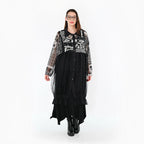  A-Form Weste von AKH Premium aus Viskose, P1011.7120, Schwarz/Weiß/Grau, Kringel, Schick