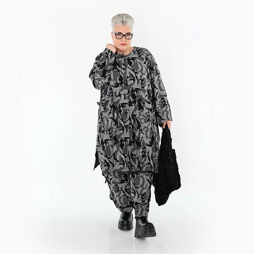 Ballonjacke von AKH Premium aus Viskose, P1012.7140, Grau/Schwarz, Wellen, Ausgefallen