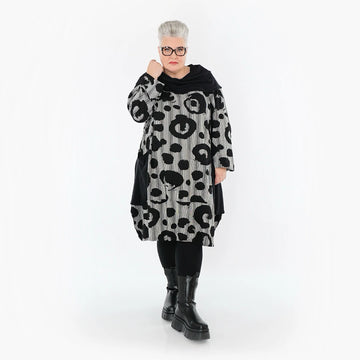  Ballonkleid von AKH Premium aus Viskose, P1013.7139, Schwarz/Weiß, Streifen, Ausgefallen