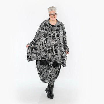  A-Form Bluse von AKH Premium aus Viskose, P1014.7110, Braun/Ecru, Streifen, Ausgefallen