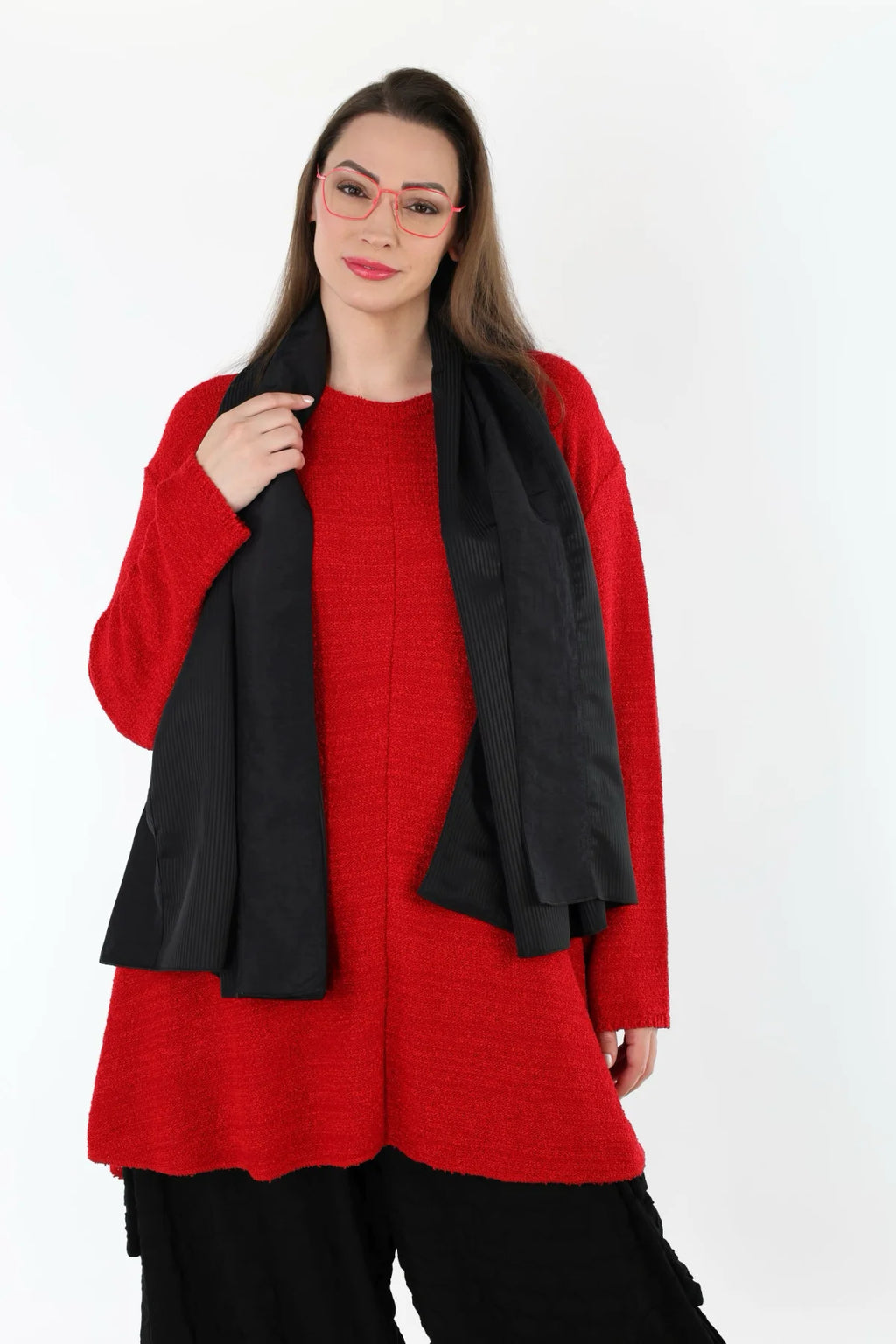  AKH Premium Schal in gerader Form, aus Viskose, P1020.0011, Schwarz, Streifen, Schick