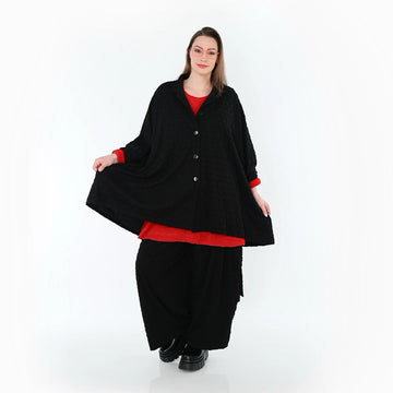  A-Form Bluse von AKH Premium aus Viskose, P1020.7116, Schwarz, Punkte, Ausgefallen, Schick