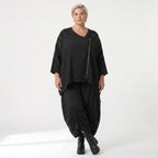 Luftige Oversize Jacke aus fein strukturierter, leichter Popeline im Lagenlook mit Punkten, Schwarz/Weiß