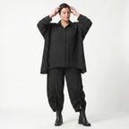 Luftig leichte A-Form Bluse im lässigen Lagenlook mit ausgefallenem Punktedesign, Schwarz/Weiß