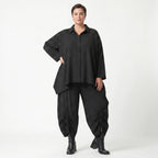 Luftig leichte A-Form Bluse im lässigen Lagenlook mit ausgefallenem Punktedesign, Schwarz/Weiß