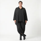 Luftig leichte A-Form Bluse im lässigen Lagenlook mit ausgefallenem Punktedesign, Schwarz/Weiß