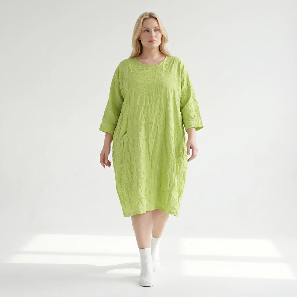 Luftiges Ballon Kleid im ausgefallenen Lagenlook aus leichter Popeline mit raffinierten Details, Apfelgrün