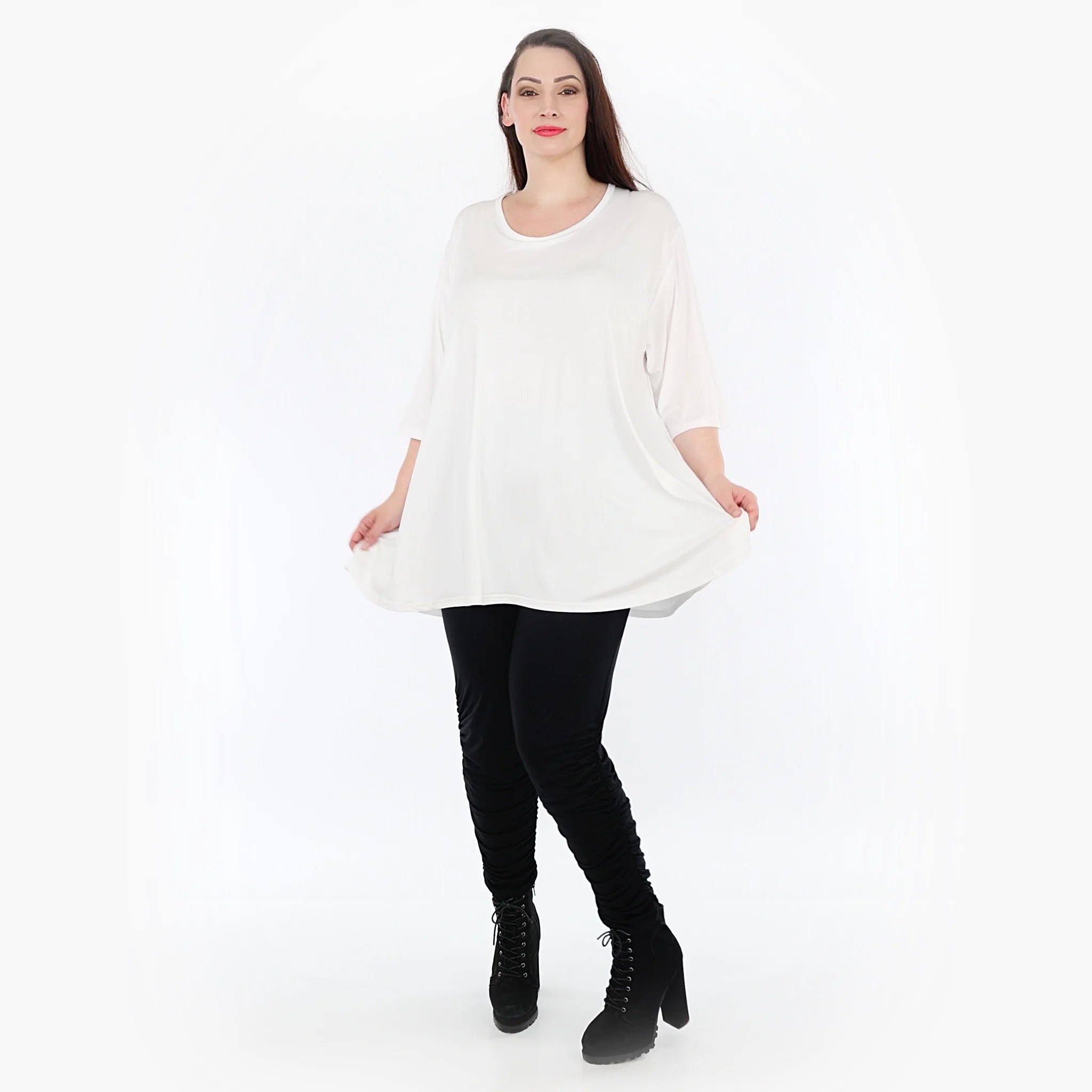  Geraffte Leggings von AKH Fashion aus Viskose, 1233.06580, Schwarz, Schick, Modern, Bequem