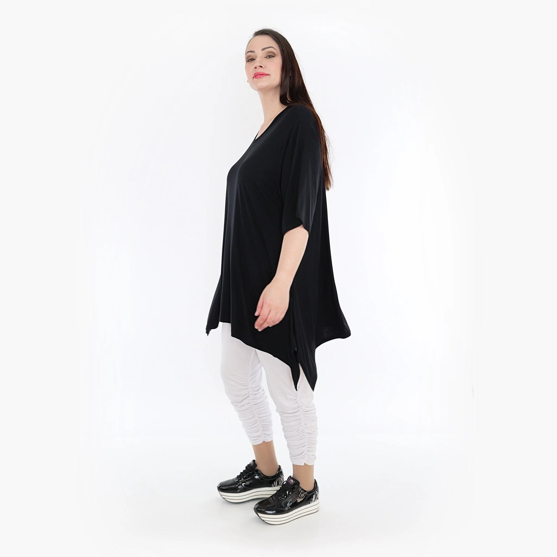  A-Form Shirt von AKH Fashion aus Viskose, 1233.01019, Schwarz, Unifarben, Schick, Modern