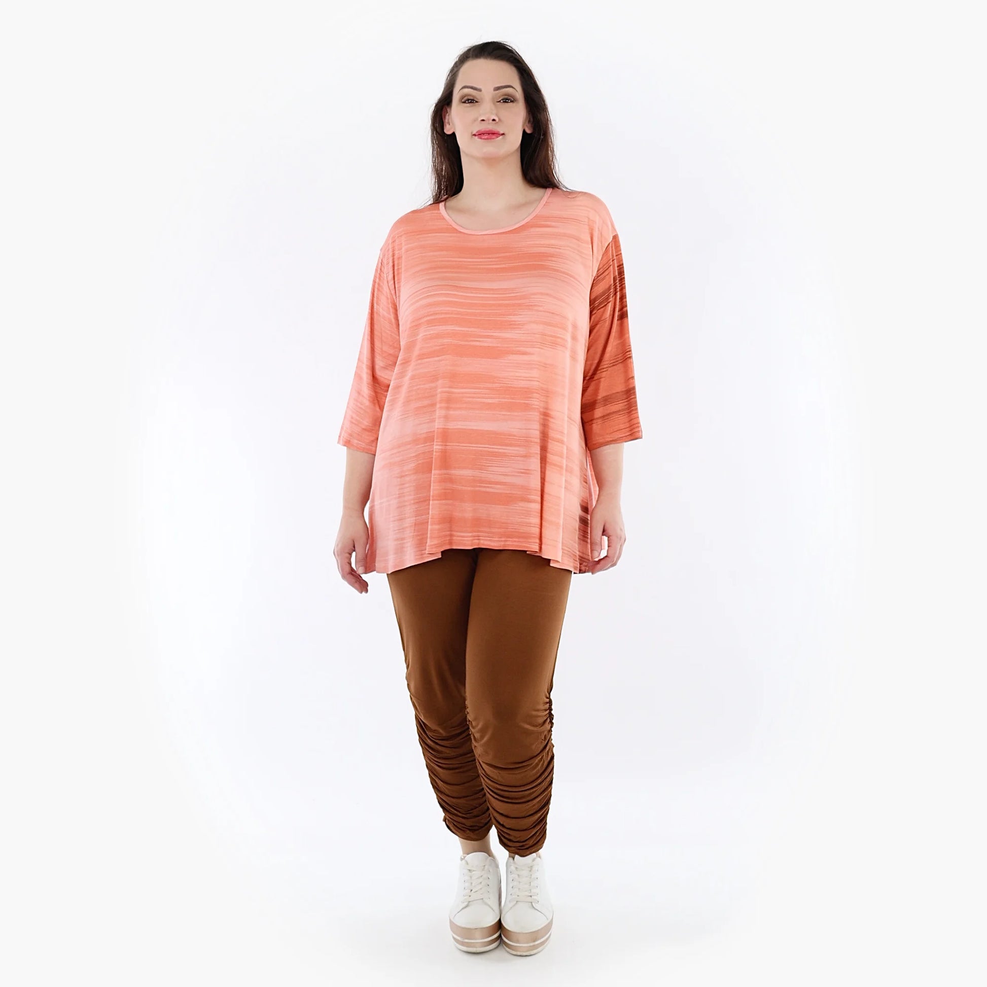  Shirt von AKH Fashion aus Viskose in Glocken-Form, 1249.01892, Koralle-Orange, Ausgefallen