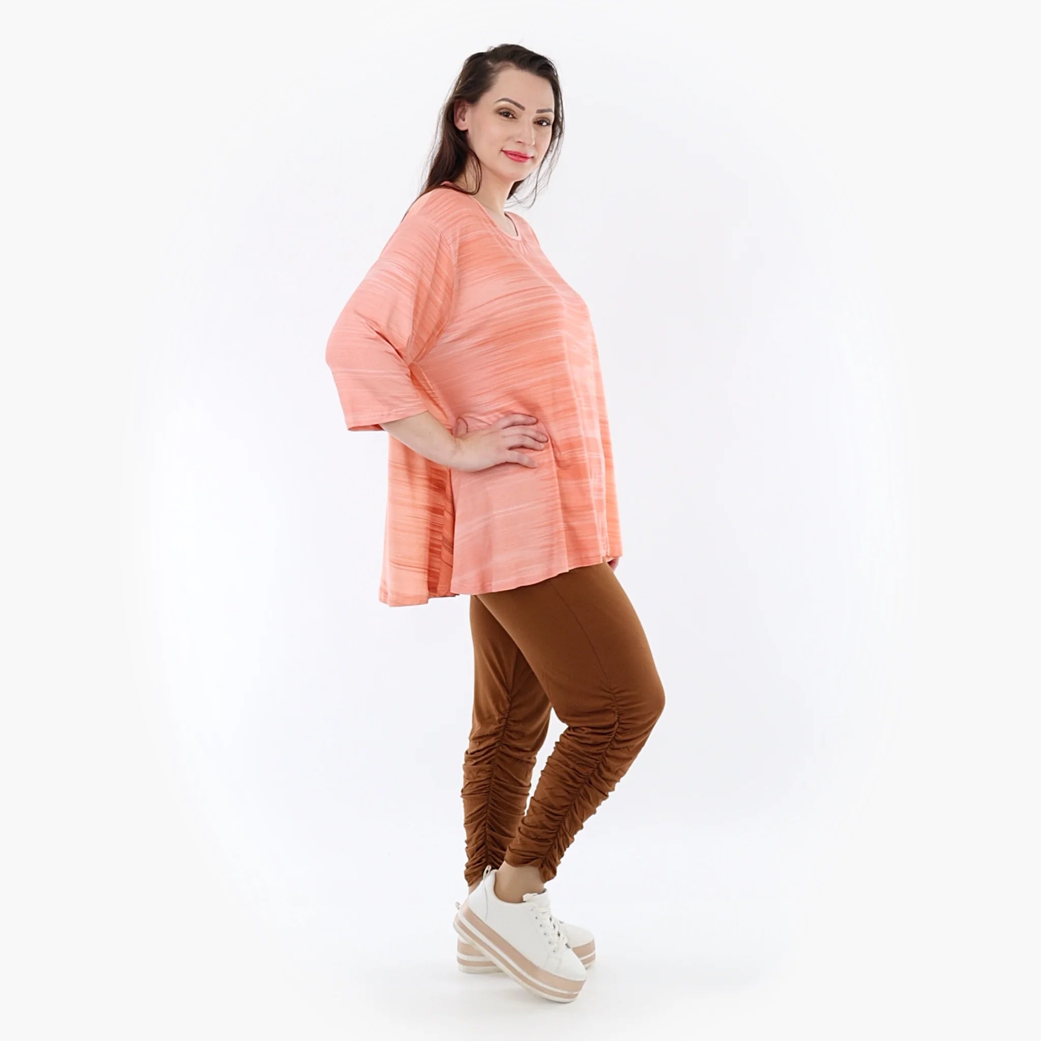  AKH Fashion Shirt in Glocken-Form, aus Viskose, 1249.01892, Koralle-Orange, Batik, Schick