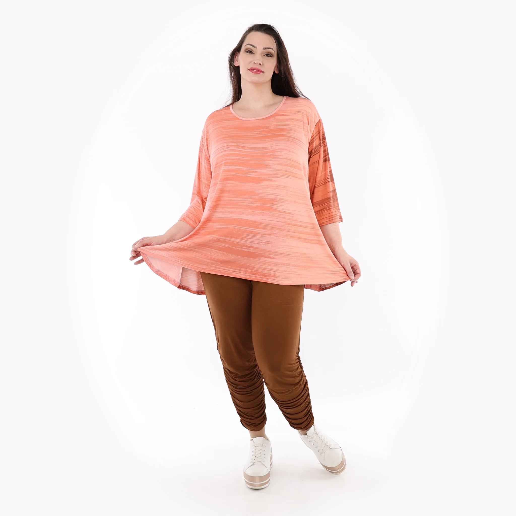  AKH Fashion Shirt in Glocken-Form, aus Viskose, 1249.01892, Koralle-Orange, Batik, Schick
