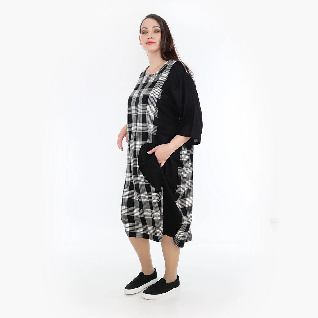  Ballonkleid von AKH Fashion aus Viskose, 1269.06943, Grau-Weiß-Schwarz, Schick, Modern