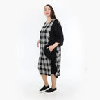  Ballonkleid von AKH Fashion aus Viskose, 1269.06943, Grau-Weiß-Schwarz, Schick, Modern