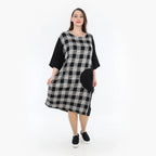  Ballonkleid von AKH Fashion aus Viskose, 1269.06943, Grau-Weiß-Schwarz, Schick, Modern