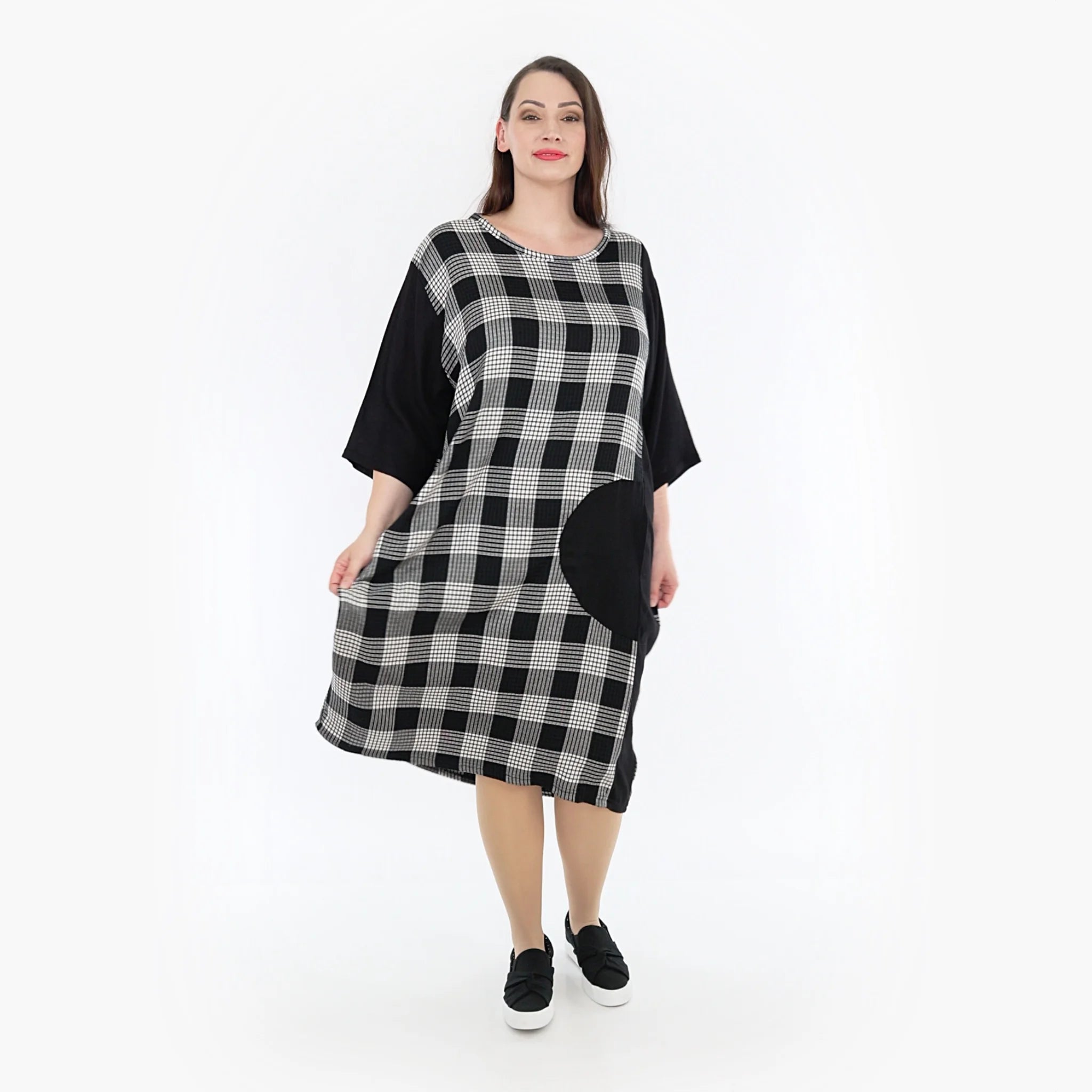  Ballonkleid von AKH Fashion aus Viskose, 1269.06943, Grau-Weiß-Schwarz, Schick, Modern