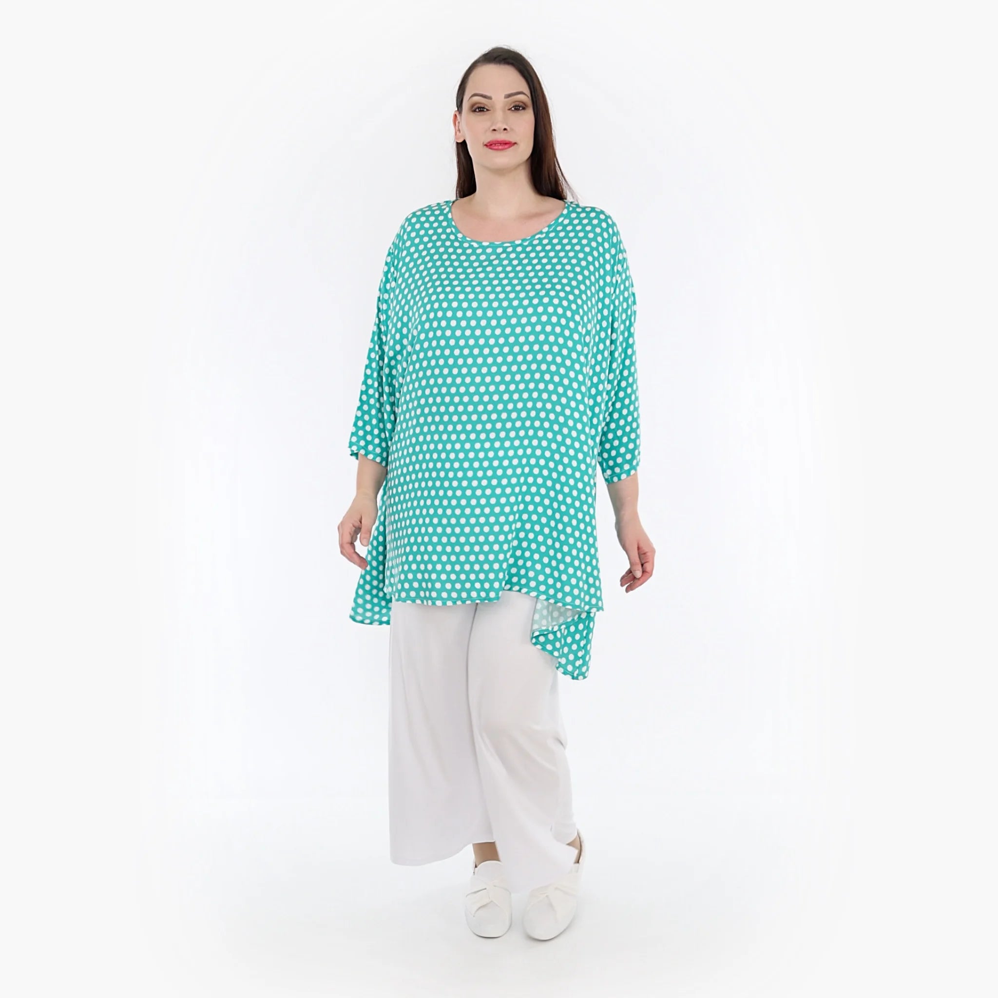  A-Form Bigshirt von AKH Fashion aus Viskose, 1273.00593, Mint-Weiß, Schick, Modern, Bequem