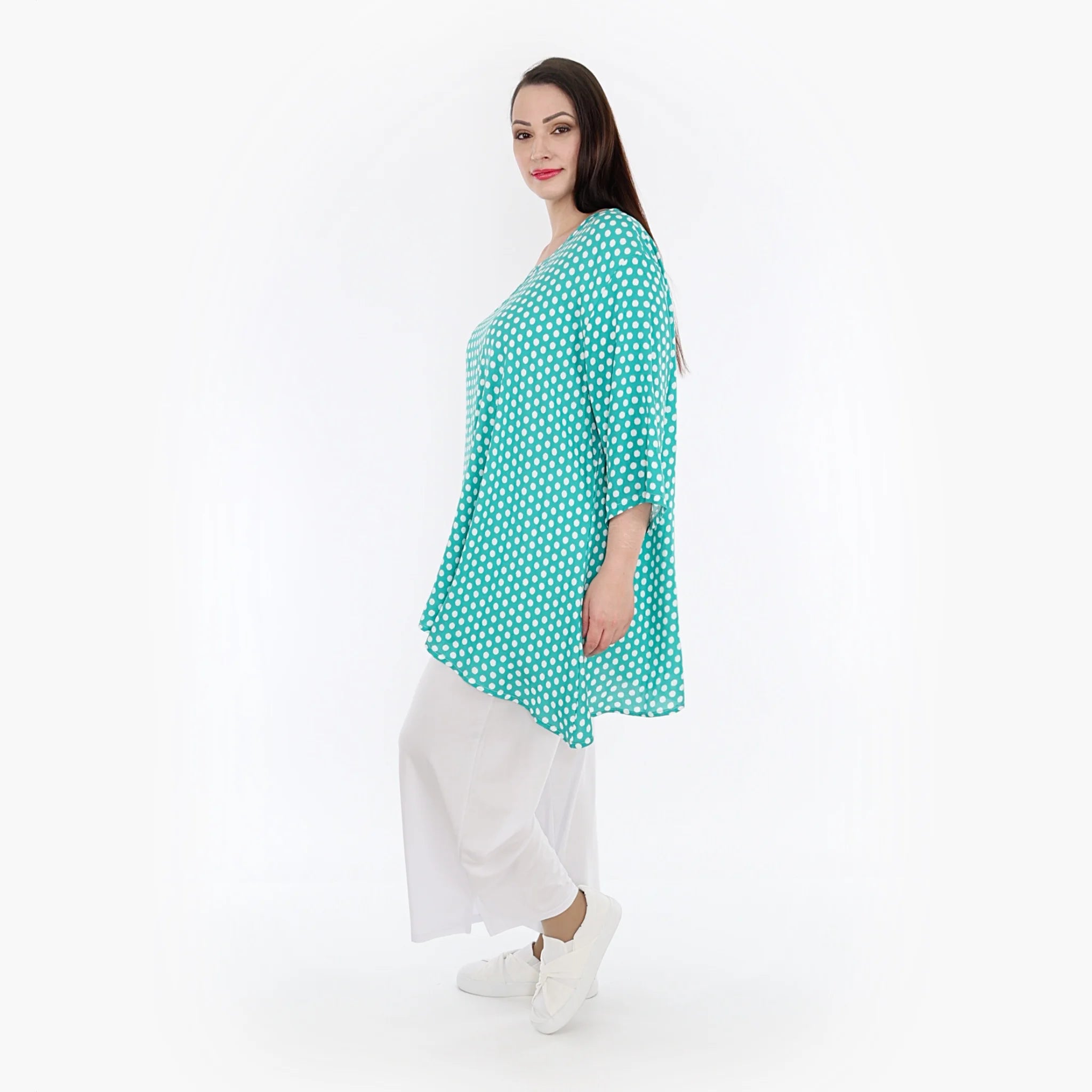  A-Form Bigshirt von AKH Fashion aus Viskose, 1273.00593, Mint-Weiß, Schick, Modern, Bequem